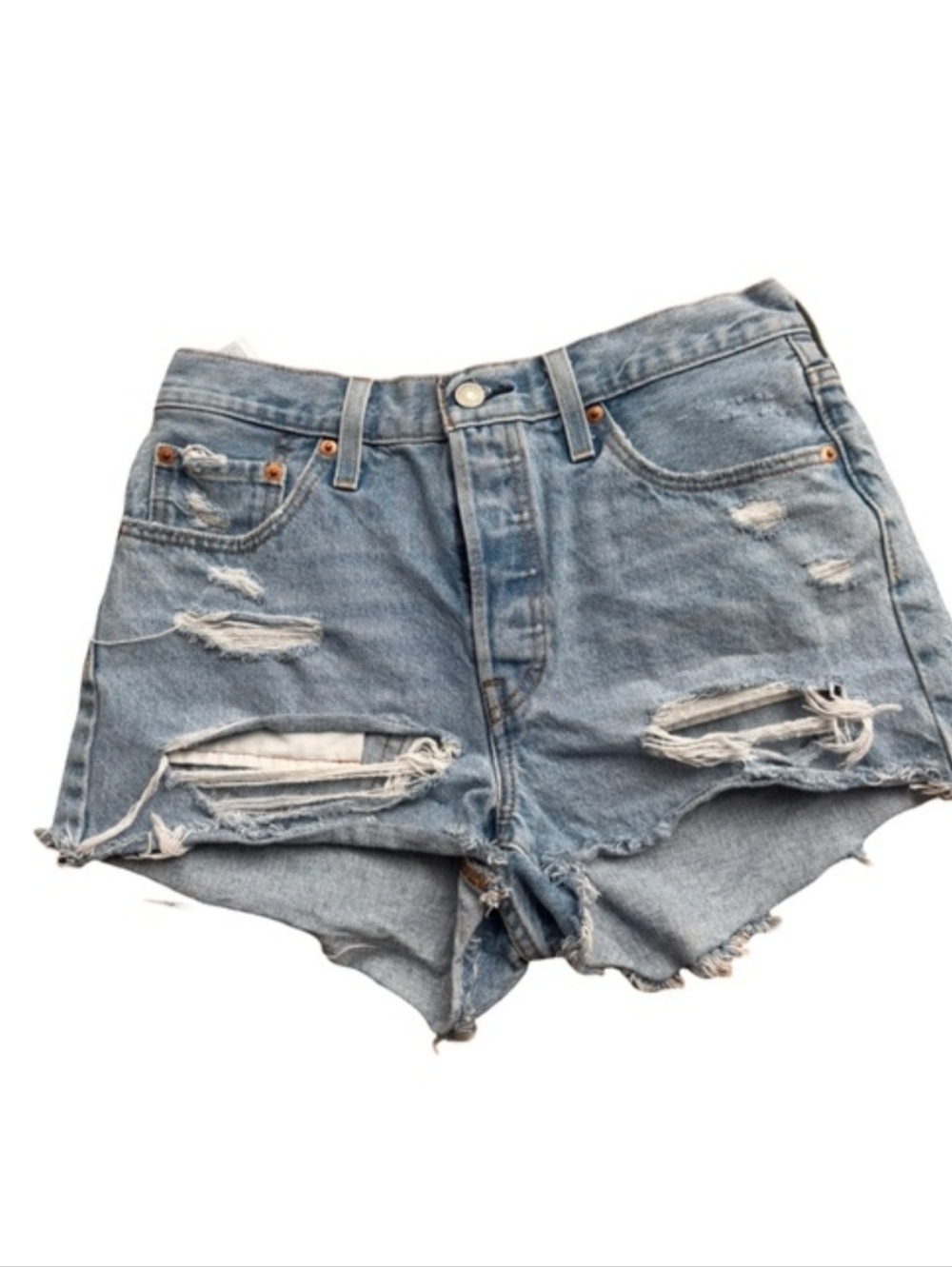 Levi's 501 High Rise Distressed Denim Jean Shorts
